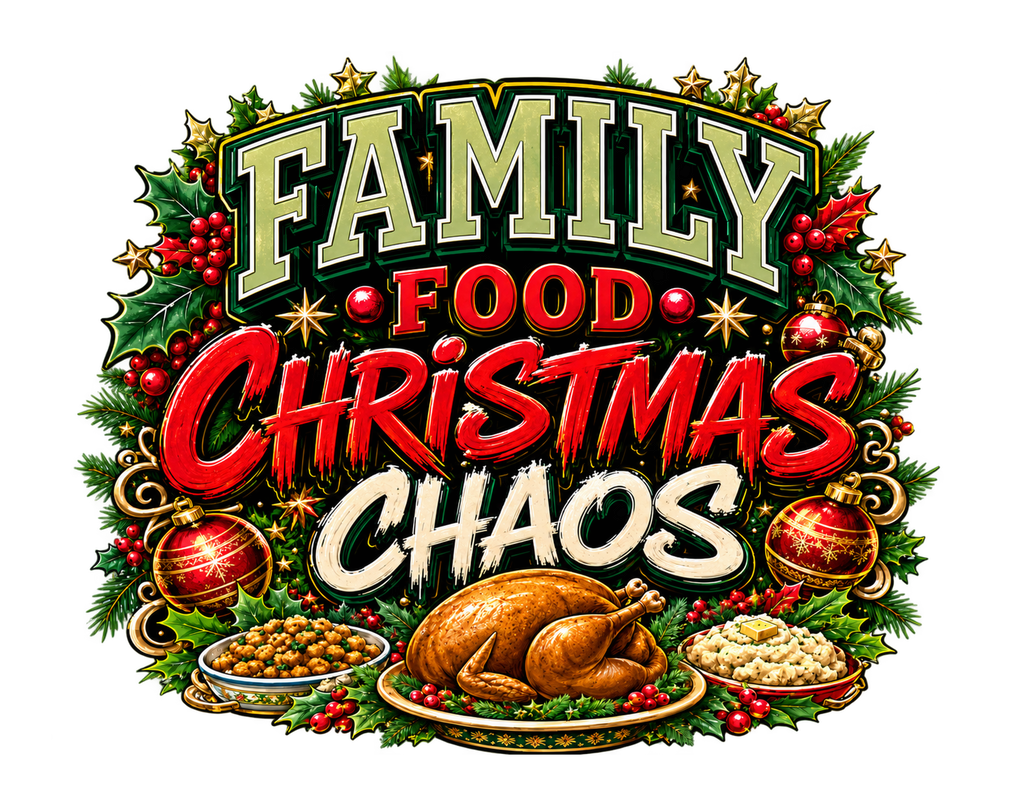 Family Food Christmas Chaos transparent print artwork