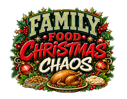 Family Food Christmas Chaos transparent print artwork