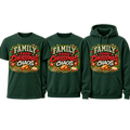 Family Food Christmas Chaos premium T-shirt, crewneck, and hoodie lineup