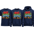 Big Holiday Energy premium T-shirt, crewneck, and hoodie lineup