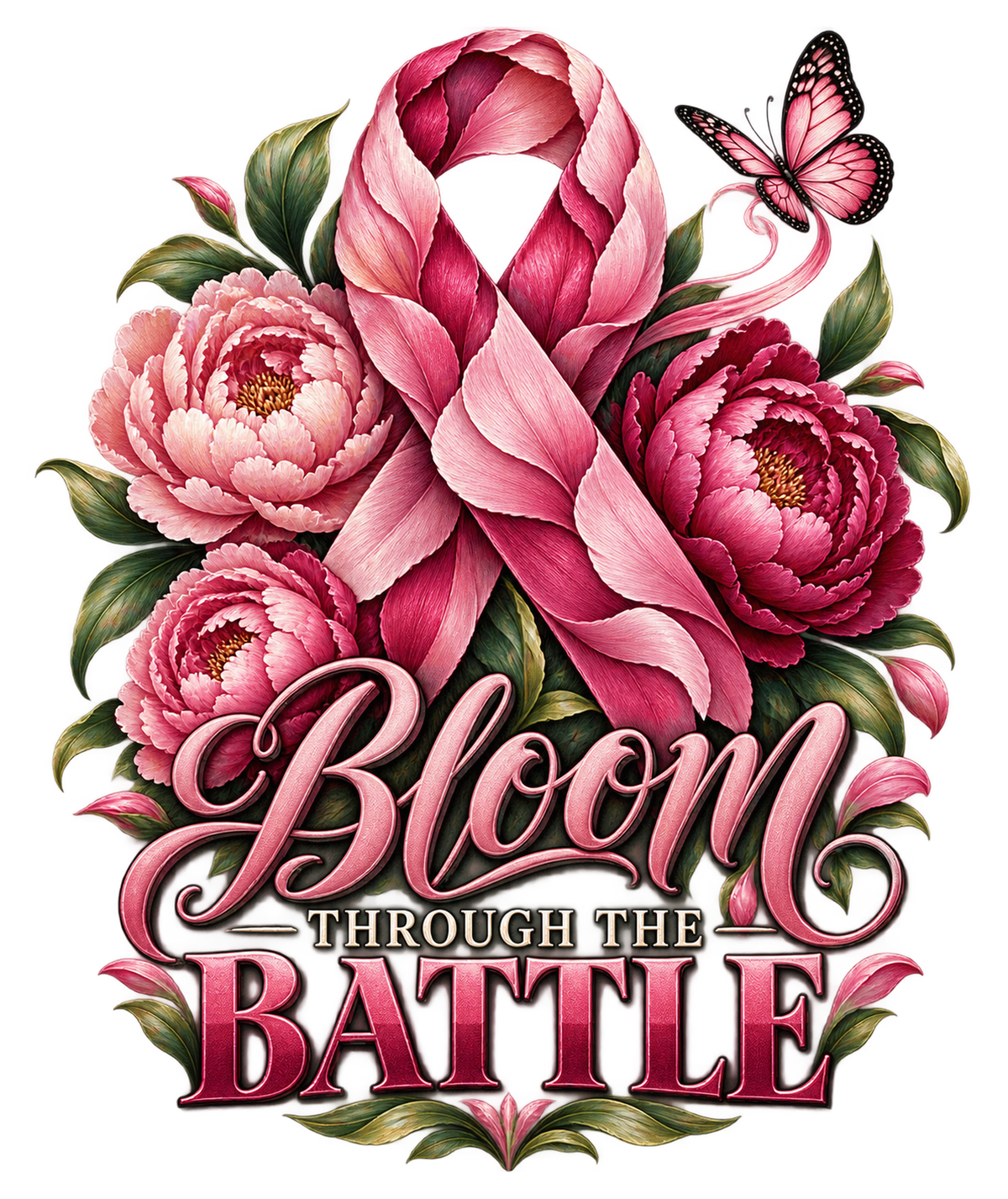 Bloom Through the Battle breast cancer awareness print artwork