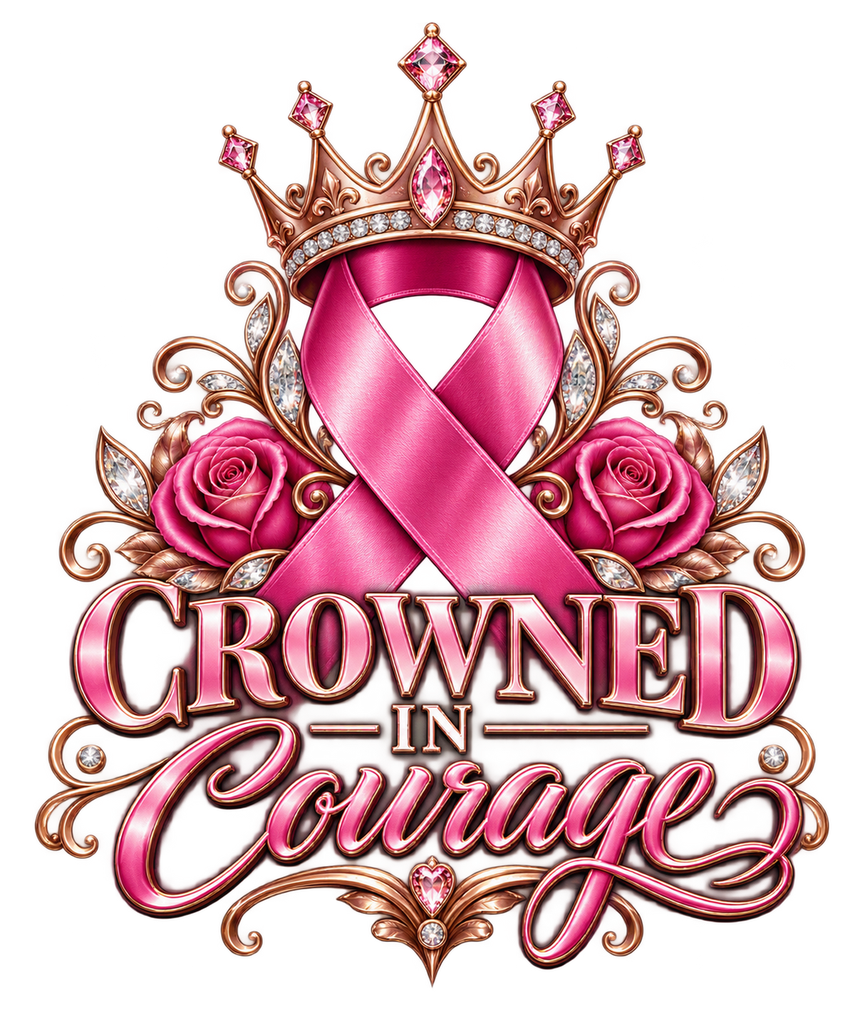 Crowned in Courage breast cancer awareness print artwork