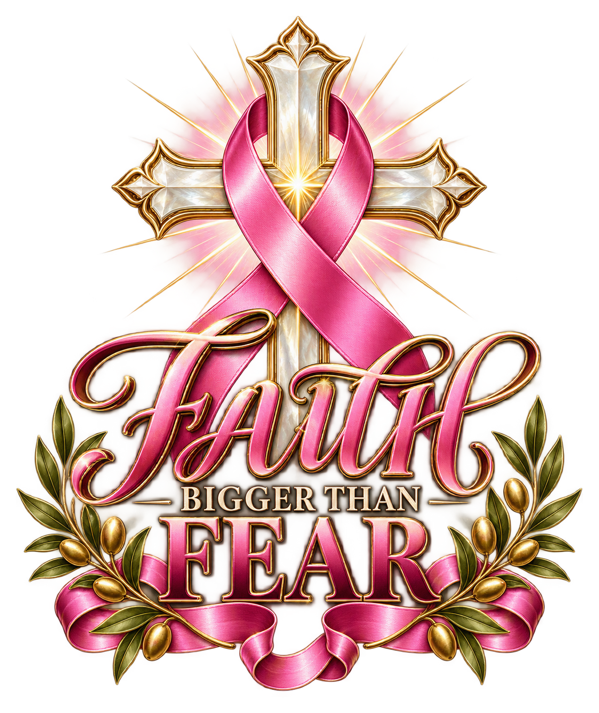 Faith Bigger Than Fear breast cancer awareness print artwork