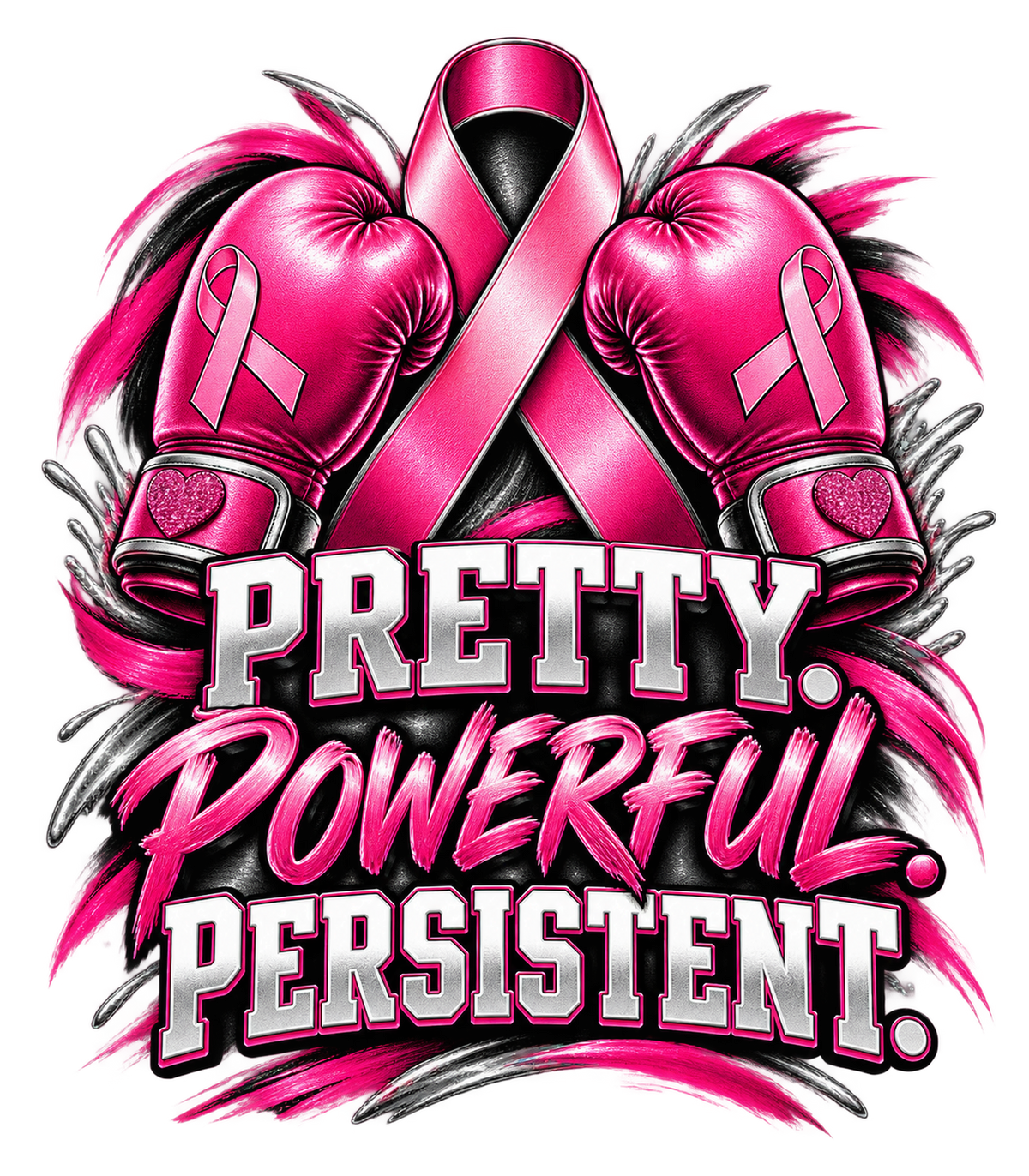 Pretty Powerful Persistent breast cancer awareness print artwork