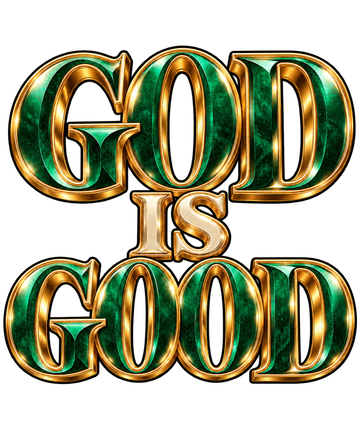 God Is Good emerald and gold print artwork