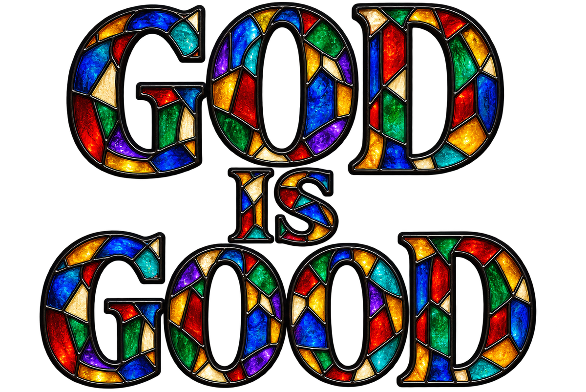 God Is Good stained glass print artwork