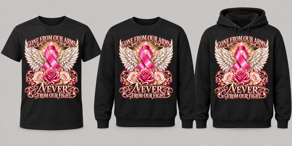Gone From Our Arms Never From Our Fight black garment lineup