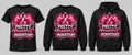 Pretty Powerful Persistent black tee crewneck and hoodie lineup