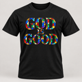 Black premium T-shirt with stained glass God Is Good design