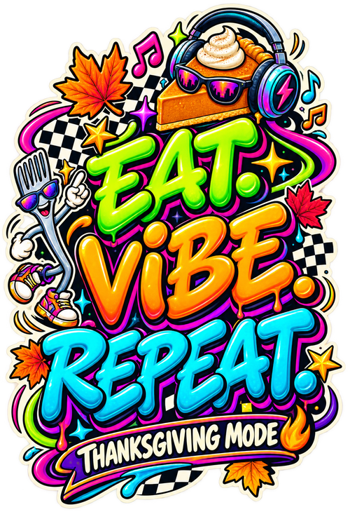 Eat Vibe Repeat Thanksgiving Mode print artwork