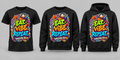 Black premium T-shirt, crewneck, and hoodie featuring Eat Vibe Repeat