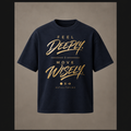 Deep navy Trying Man premium T-shirt with Feel Deeply Move Wisely graphic